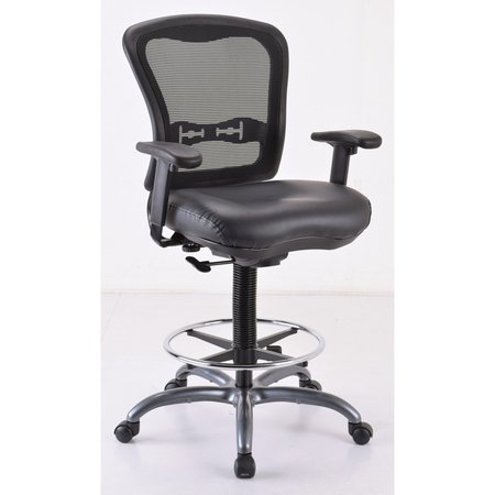 OFFICESOURCE Armless, Mesh Back Task Stool with Black Upholstered Seat, Footring and Titanium Steel Base 7851NSABK